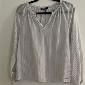 DKNY Women's Pinstripe White Blouse